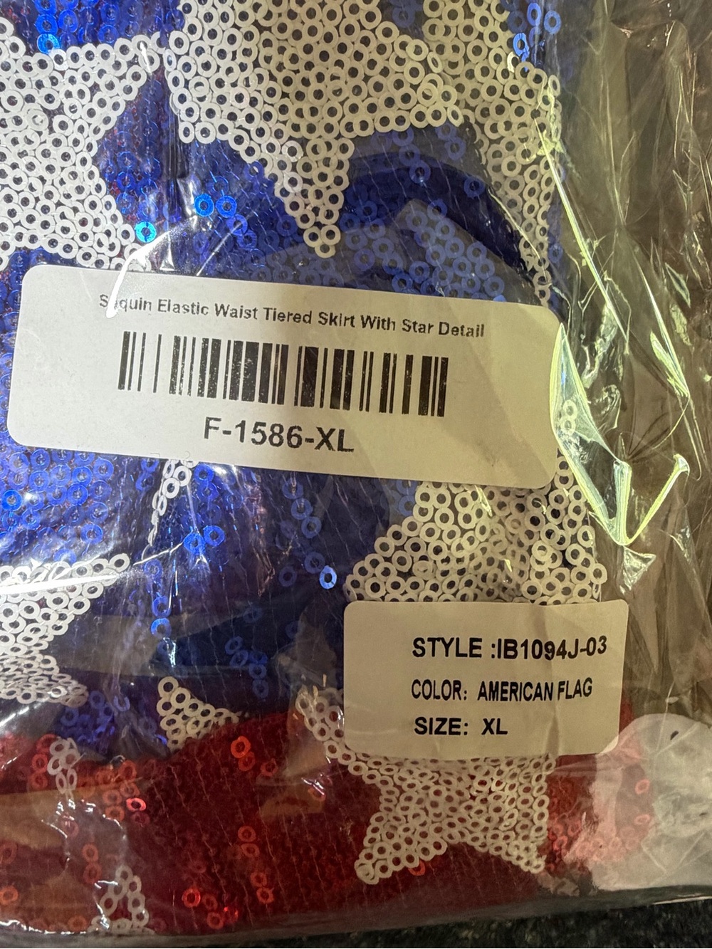 ✨ New with Tags (NWT) BiBi Sequin American Flag Tiered Skirt in Size XL. - Picture 10 of 10